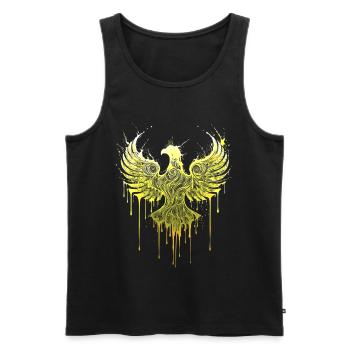 Phoenix of Gold – Noble Eagle Silhouette Street Art - Men's Premium Organic Tank Top - black - Front - AI Model Male 178 light (178cm)