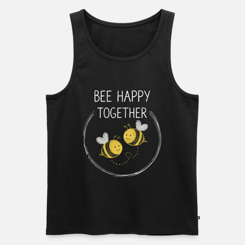 Bee Happy Together Bienen - Männer Premium Bio Tank Top - Schwarz