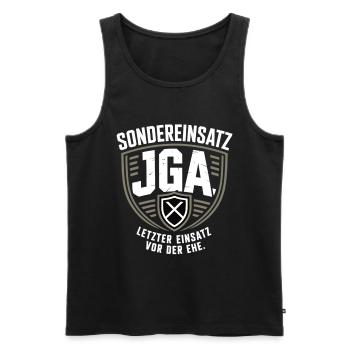 Special operation bachelor party – Last mission before marriage - Men's Premium Organic Tank Top - black - Front - AI Model Male 178 light (178cm)