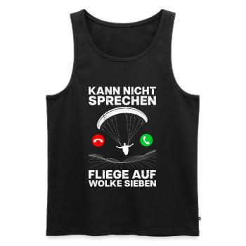 Vol en parapente JE NE PARLE PAS VOLER Drôle - Débardeur bio Premium Homme - noir - Devant - AI Model Male 178 light (178cm)