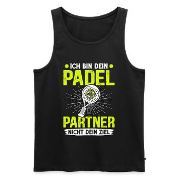 Padel game AM YOUR PADEL PARTNER, NOT YOUR GOAL - Men's Premium Organic Tank Top - black - Front - AI Model Male 178 light (178cm)