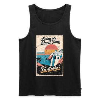Island Time In Santorini - Männer Premium Bio Tank Top - Schwarz - Vorne - AI Model Male 178 light (178cm)