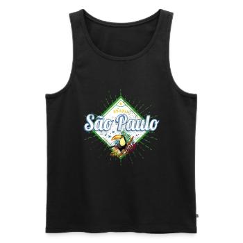 Sao Paulo in Brasilien Vintage Design mit Tukan - Männer Premium Bio Tank Top - Schwarz - Vorne - Michal (187cm)