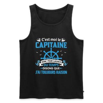 C’est Moi Le Capitaine Humour Voile Marin - Débardeur bio Premium Homme - noir - Devant - Michal (187cm)