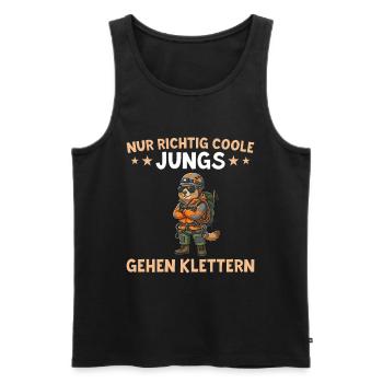 Nur coole Jungs gehen Klettern Murmeltier - Männer Premium Bio Tank Top - Schwarz - Vorne - Michal (187cm)