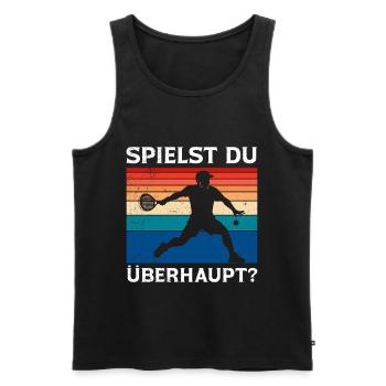 Padel Sport SPIELST DU ÜBERHAUPT Retro Lustig - Männer Premium Bio Tank Top - Schwarz - Vorne - Michal (187cm)