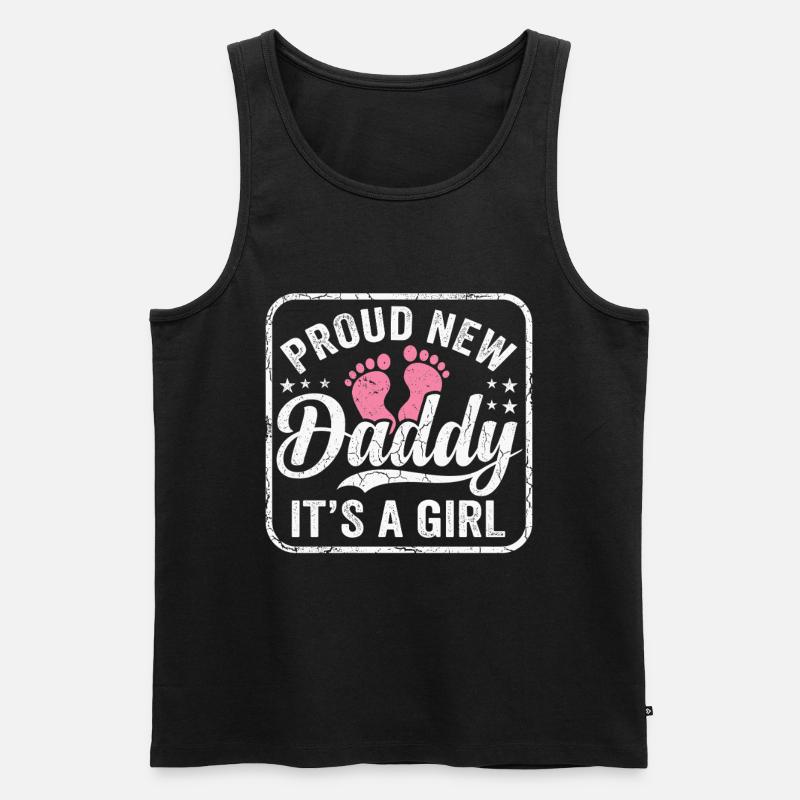 Werdender Papa & Vater, Geburt Tochter Mädchen - Männer Premium Bio Tank Top - Schwarz