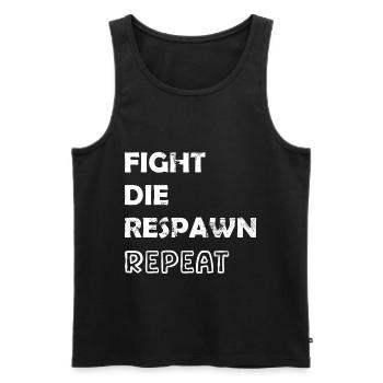 Fight Die Respawn Repeat Gaming Motif - Men's Premium Organic Tank Top - black - Front - Michal (187cm)