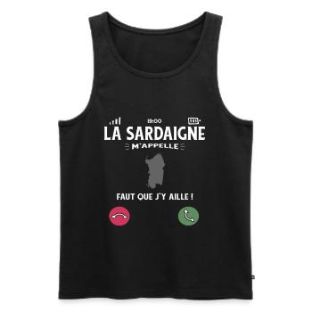 La Sardaigne M’Appelle Faut Que J’Y Aille Humour - Débardeur bio Premium Homme - noir - Devant - Michal (187cm)