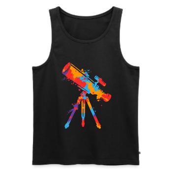 Astronome de télescope Enfants colorés Garçons Astronomie - Débardeur bio Premium Homme - noir - Devant - Michal (187cm)