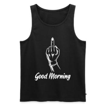Tenue sarcasme du majeur du bon matin - Débardeur bio Premium Homme - noir - Devant - Michal (187cm)