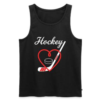 Eishockey Herz Puck Schläger - Männer Premium Bio Tank Top - Schwarz - Vorne - Michal (187cm)