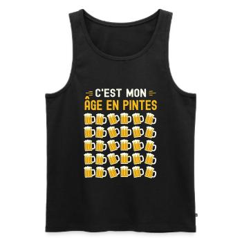 Mon Âge En Pintes 30 ans Humour Anniversaire Bière - Débardeur bio Premium Homme - noir - Devant - Michal (187cm)