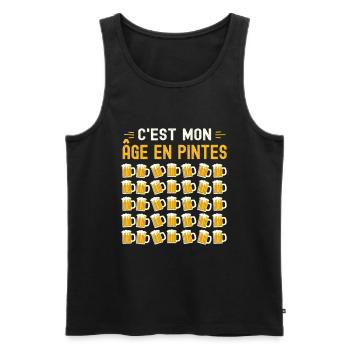 Mon Âge En Pintes 35 ans Humour Anniversaire Bière - Débardeur bio Premium Homme - noir - Devant - Michal (187cm)