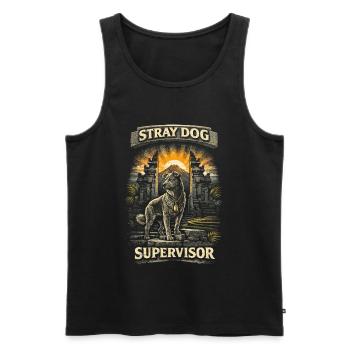 Bali Reise Stray Dog Supervisor - Männer Premium Bio Tank Top - Schwarz - Vorne - AI Model Male 178 light (178cm)