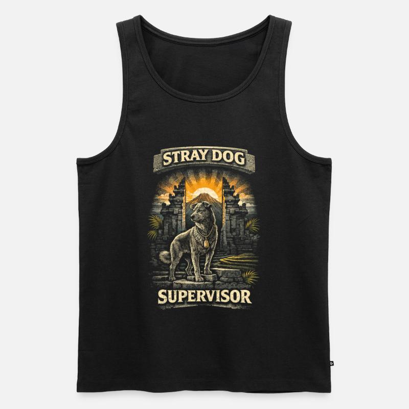 Bali Reise Stray Dog Supervisor - Männer Premium Bio Tank Top - Schwarz