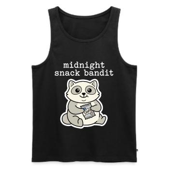 Raccoon with Chips Snack Comic Motif - Men's Premium Organic Tank Top - black - Front - AI Model Male 178 light (178cm)