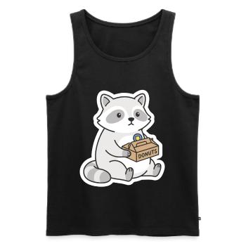 Motif de Donuts de raton laveur DONUTS - Débardeur bio Premium Homme - noir - Devant - AI Model Male 178 light (178cm)