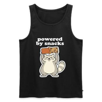 Powered by Snacks Raccoon Motif - Men's Premium Organic Tank Top - black - Front - AI Model Male 178 light (178cm)