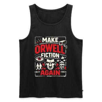 Make Orwell Fiction Again - Men's Premium Organic Tank Top - black - Front - AI Model Male 178 light (178cm)
