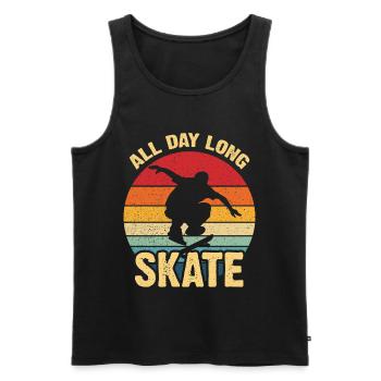 Coucher de soleil rétro de skate toute la journée - Débardeur bio Premium Homme - noir - Devant - Michal (187cm)
