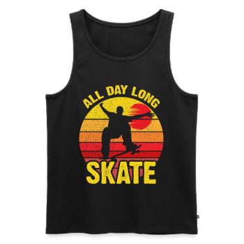 Coucher de soleil rétro de skate toute la journée - Débardeur bio Premium Homme - noir - Devant - Michal (187cm)