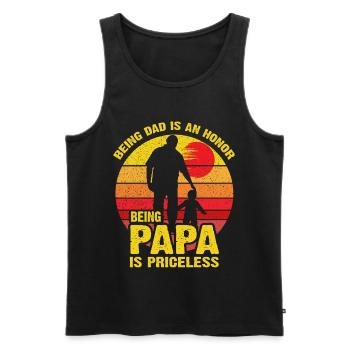 Papa est inestimable : l’honneur du père - Débardeur bio Premium Homme - noir - Devant - AI Model Male 178 light (178cm)