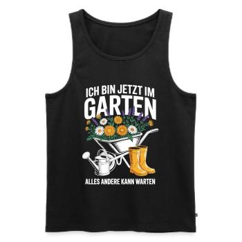Gärtner Shirt – Ich bin jetzt im Garten - Männer Premium Bio Tank Top - Schwarz - Vorne - Michal (187cm)