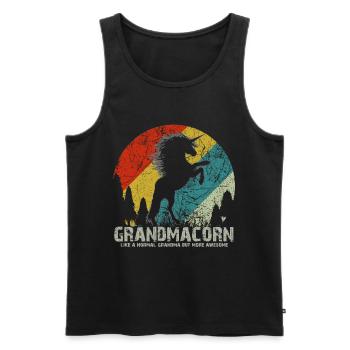 Grandmacorn Vintage Retro Sunset Unicorn Shirt - Men's Premium Organic Tank Top - black - Front - Michal (187cm)