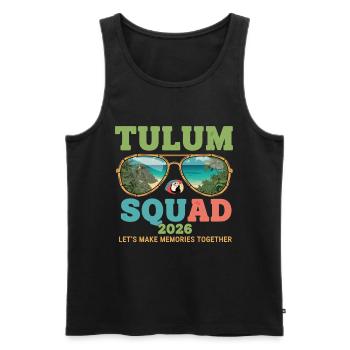 Vacances 2026 de l’équipe de Tulum - Débardeur bio Premium Homme - noir - Devant - Michal (187cm)