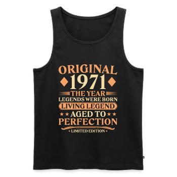 Original 1971 Vintage – 55. Geburtstag Legende - Männer Premium Bio Tank Top - Schwarz - Vorne - AI Model Male 178 light (178cm)