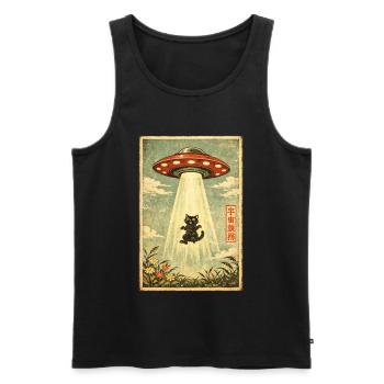 Katze, UFO, Entführung, Aliens, Ausserirdische - Männer Premium Bio Tank Top - Schwarz - Vorne - Michal (187cm)
