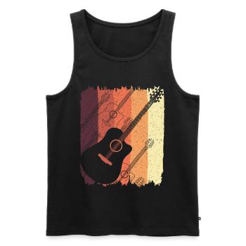 Acoustic Guitar on Sunset Stripes - Men's Premium Organic Tank Top - black - Front - AI Model Male 178 light (178cm)