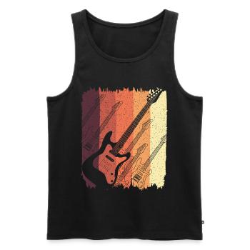 Guitare électrique rétro Sunset Stripes - Débardeur bio Premium Homme - noir - Devant - AI Model Male 178 light (178cm)