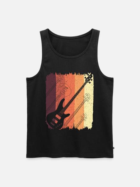Retro Guitar Sunset Stripes - Men's Premium Organic Tank Top - black