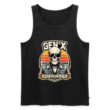 Skull Sunset Denim Rider - Men's Premium Organic Tank Top - black - Front - AI Model Male 178 light (178cm)
