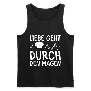 Kochen LIEBE GEHT DURCH DEN MAGEN Lustiges - Männer Premium Bio Tank Top - Schwarz - Vorne - Michal (187cm)