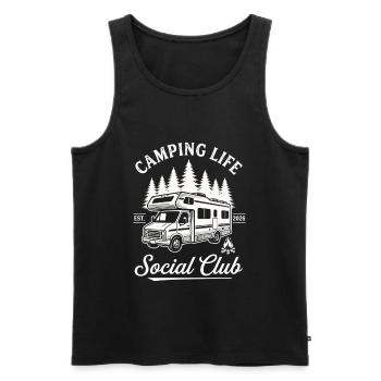Conception de la vie de camping pour les amateurs de camping-car - Débardeur bio Premium Homme - noir - Devant - AI Model Male 178 light (178cm)