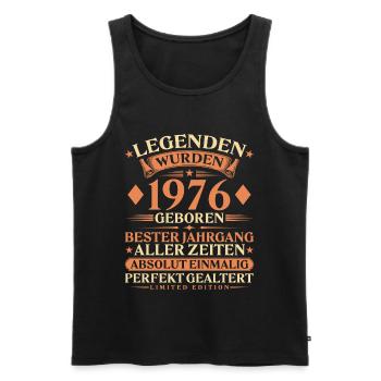 Legenden wurden 1976 geboren – 50. Geburtstag - Männer Premium Bio Tank Top - Schwarz - Vorne - AI Model Male 178 light (178cm)