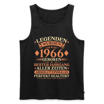 Legenden wurden 1966 geboren – 60. Geburtstag - Männer Premium Bio Tank Top - Schwarz - Vorne - AI Model Male 178 light (178cm)