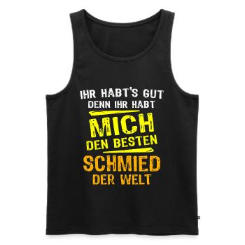 Schmied Geschenk - Männer Premium Bio Tank Top - Schwarz - Vorne - Michal (187cm)