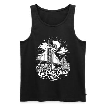 Golden Gate Vibes San Francisco Skyline Landmark - Men's Premium Organic Tank Top - black - Front - AI Model Male 178 light (178cm)
