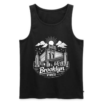 Brooklyn Vibes New York City Urban Skyline - Men's Premium Organic Tank Top - black - Front - Michal (187cm)
