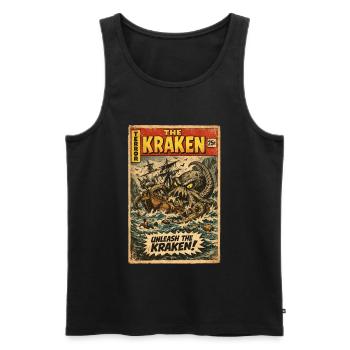 Kraken Seeungeheuer Vintage Comic - Männer Premium Bio Tank Top - Schwarz - Vorne - AI Model Male 178 light (178cm)
