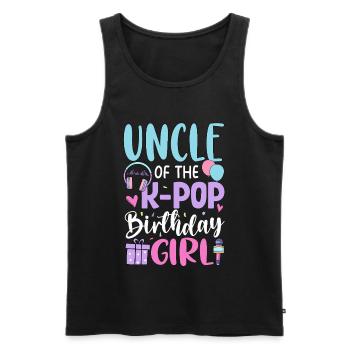 Oncle de la fille d’anniversaire de K Pop - Débardeur bio Premium Homme - noir - Devant - AI Model Male 178 light (178cm)