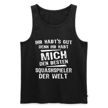 Squashspieler - Männer Premium Bio Tank Top - Schwarz - Vorne - AI Model Male 178 light (178cm)