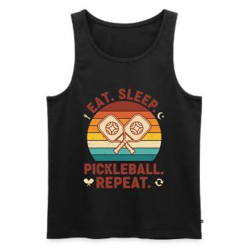 Pickleball mange sommeil Pickleball Répète Drôle - Débardeur bio Premium Homme - noir - Devant - Michal (187cm)