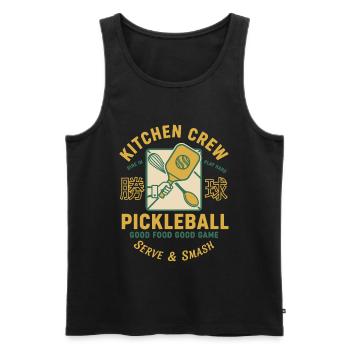 Pickleball Funny Player Kitchen Crew Serve And - Men's Premium Organic Tank Top - black - Front - Michal (187cm)