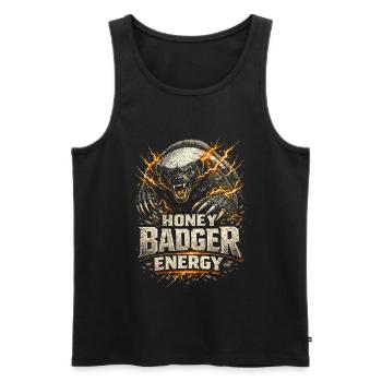 Honigdachs Honey Badger Energy Tier - Men's Premium Organic Tank Top - black - Front - Michal (187cm)