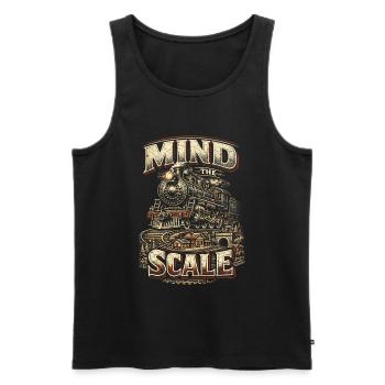 Modelleisenbahn Eisenbahn Mind The Scale - Débardeur bio Premium Homme - noir - Devant - AI Model Male 178 light (178cm)